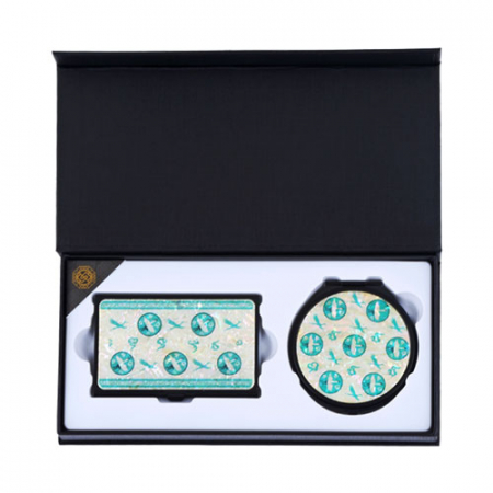 백청자 상감운학문 자개 경량 명함케이스+손거울 세트 한국전통기념품 #3