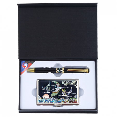 자개프리미엄 볼펜 골드+군학도 자개명함케이스 세트 외국인 기념품 #3
