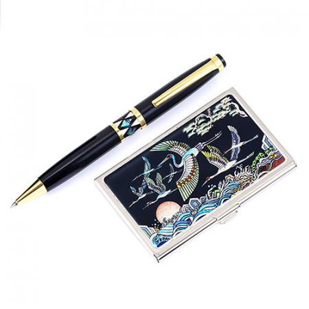 자개프리미엄 볼펜 골드+군학도 자개명함케이스 세트 외국인 기념품 #2