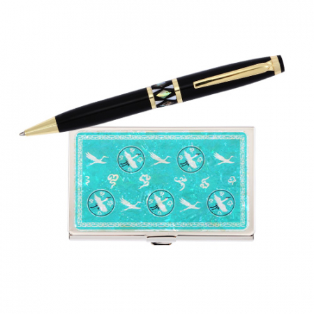 자개프리미엄 볼펜 골드+청자상감운학문 자개 명함케이스 선물세트 외국인 기념품 #2