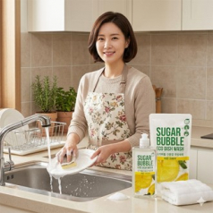 슈가버블 주방세제 용기+리필 + 순면 골지 주방타올 고리타올