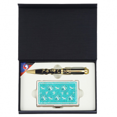 한글볼펜+청자상감운학문 자개명함케이스세트 선물세트 외국인 기념품