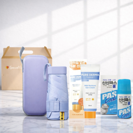 3종세트 LG퓨어더마 선크림 쿨 자외선차단 사각5단 암막양우산 신신 롤온 신신파스 바르는 연고 여행용 여름 폭염 쿨세트 자외선차단 - #3
