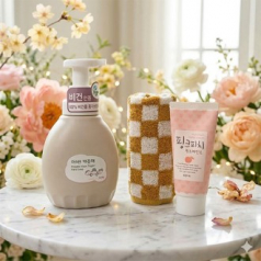 핸드워시 아이깨끗해 프리미엄 클린 비건 450ml  + 과일나라 핸드크림 + 기라로쉬 뱀부 핸드타올