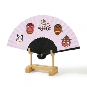 (독판)전통부채 인견한지흑선독판 (小 / 소) 단면 인쇄 흑선전통부채