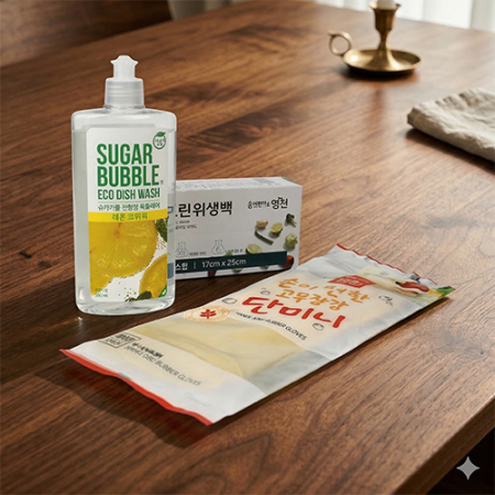 슈가버블 주방세제 + 크린 위생백 100매 + 단미니고무장갑 #2