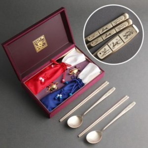 십장생 골드 수저 2P (거북받침과 수저집)