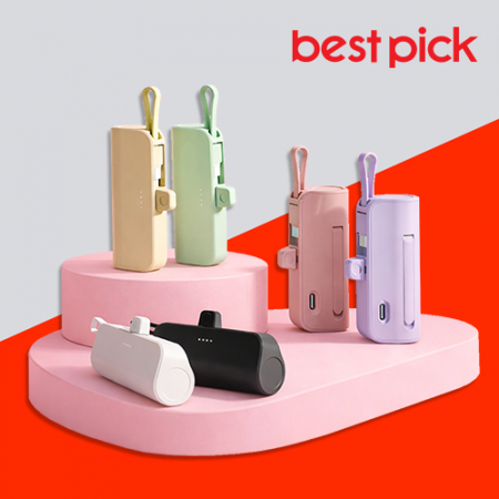 베스트픽 파스텔 도킹형 5000mAh 보조배터리 (8핀+C) 색상 6종 #2