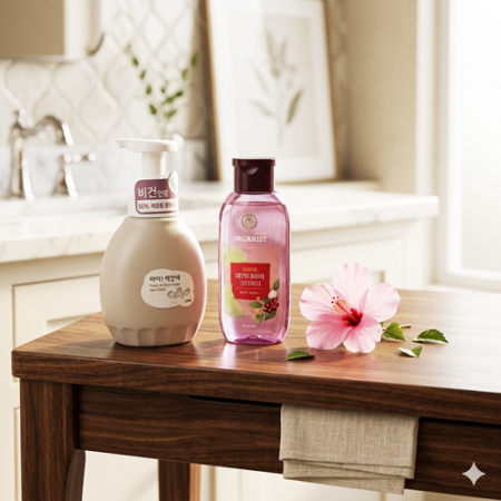 핸드워시 아이깨끗해 프리미엄 클린 비건 450ml + LG 생활건강 마카다미아 바디워시 + 끈케이스 + 케이스 이미지  선택가능 #2