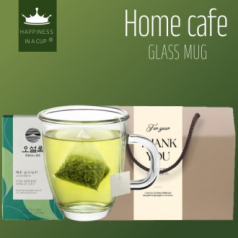 해피니스인어컵 홈카페 글라스 머그컵 400ml 오설록 티백 선물세트