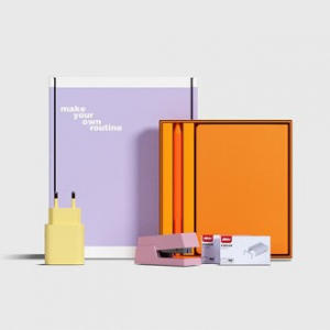 루티네 선물세트 노트볼펜+컬러충전기어댑터+스테이플러