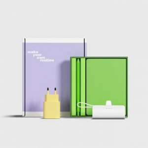 루티네 선물세트 노트볼펜+컬러충전기어댑터+보조배터리