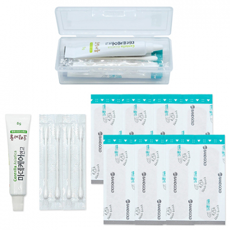 미니 응급키트 3종(휴대용 케이스+밴드골드 작은상처 일반형 12매입+마데케어 5g+멸균 면봉 4개) #2