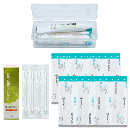 미니 응급키트 3종(휴대용 케이스+밴드골드 작은상처 일반형 12매입+마데케어 5g+멸균 면봉 4개) #3