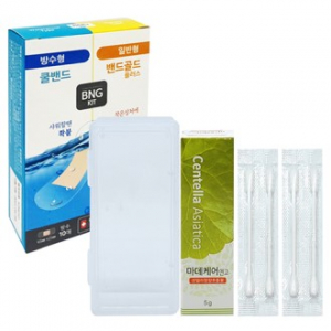 미니 응급키트 3종(휴대용 케이스+BNG 반반밴드 20매입+마데케어 5g+멸균 면봉 4개)