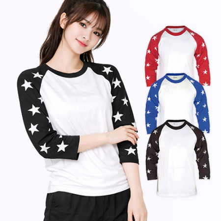 남자 여자 스탠다드 면 30수 티셔츠 별 무늬 7부 나그랑티 #2