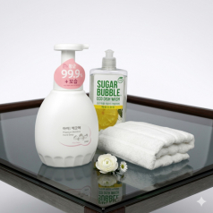 핸드워시 아이깨끗해 450ml + 슈가버블 주방세제 + 순면 골지 주방타올 고리타올