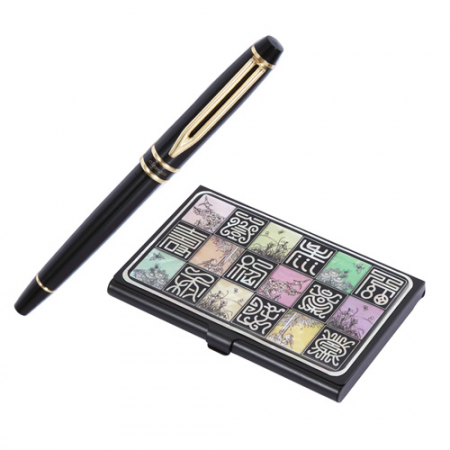 워터펜 블랙 수성볼펜 신문자도 자개 경량명함케이스 2종 #2