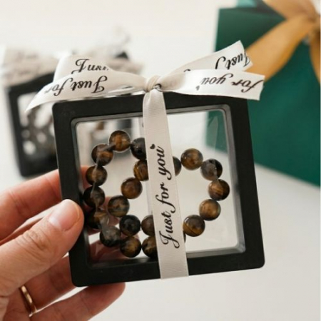 호안석 팔찌 재물운 금전운 에너지 상승 천연 타이거아이 원석 오행염주 (8m)(쇼핑백+네잎클로버책갈피포함) #2