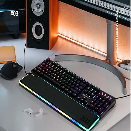 후아즘 KS-007 RGB LED 인체공학 메모리폼 키보드 손목받침대 팜레스트 손목보호 #2