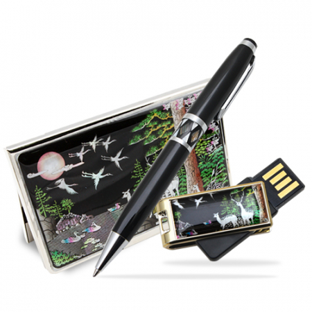 아리랑 로트 자개 USB메모리+자개 명함케이스+자개볼펜 3종세트 16GB #3