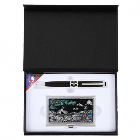 자개 프리미엄 볼펜 채색 송학 자개 명함케이스 외국인 기념품 #3