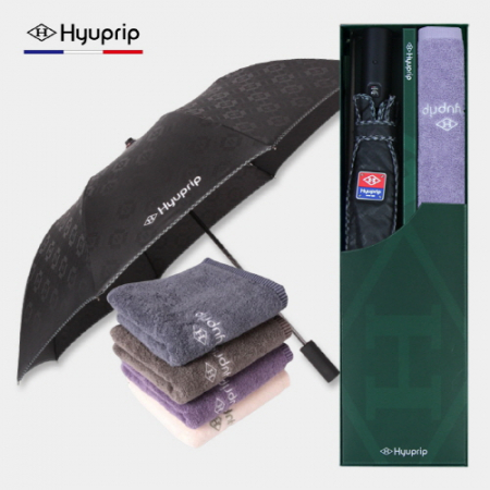 협립 2단 엠보 바이어스 자동우산 +협립호텔코마170타월-세트 #2