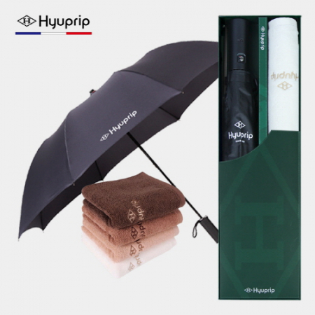 협립 2단 심플 자동우산 +협립40수호텔코마180타월-세트 #2