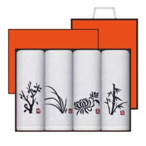 [송월타올] 사군자 자수타올 150g 4매세트