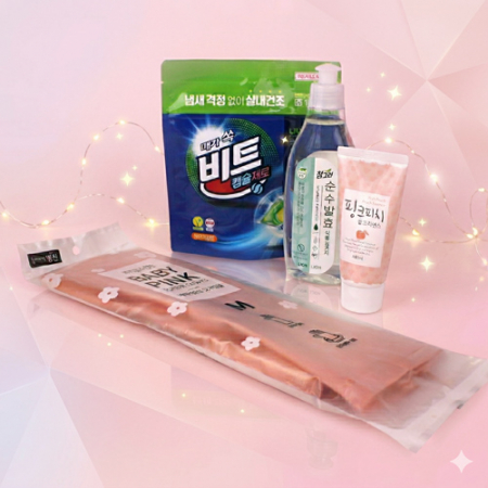 비트캡슐 세제 + 참그린 주방세제 + 베이비핑크 고무장갑 + 과일나라 핑크피치 핸드로션 #2