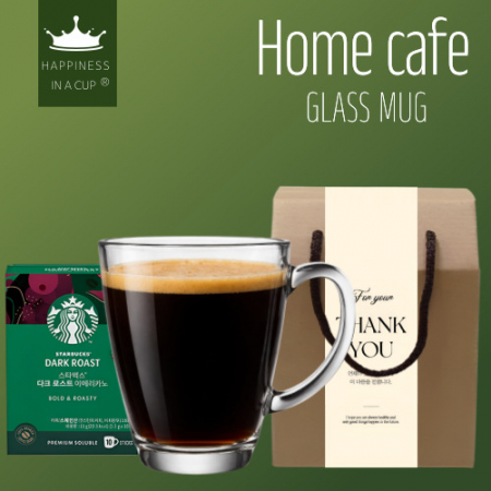 해피니스인어컵 홈카페 글라스 머그컵 385ml 스타벅스 커피 10개입 1CT 선물세트 #2