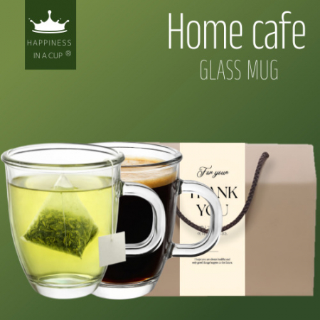 해피니스인어컵 홈카페 글라스 오설록 티 스타벅스 커피용 머그컵 400ml 2P 선물세트 #2