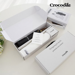 크로커다일 3단 60-10k 우드곡자 전자동 우산+심플 호텔 수건 [판촉물 답례품 기념품 선물세트]