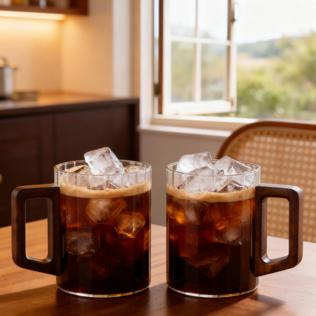 57도씨 홈카페 우드 손잡이 내열유리 플리츠 머그컵 450ml #4