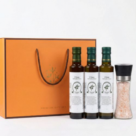 올리브오일 250ml x 3p + 핑크솔트200g 글라인더포함 선물세트 #3