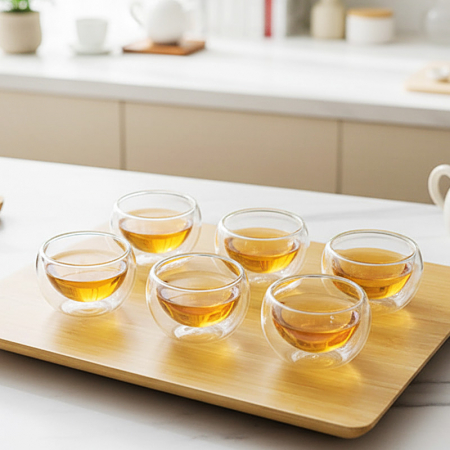 57도씨 이중 내열유리 유리잔 50ml 6P 찻잔 세트 #6