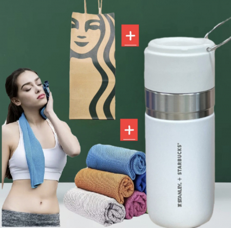 스타벅스 스탠리 텀블러 보온병 500ml+기능성 스포츠 타올+종이 쇼핑백 선물세트 #3