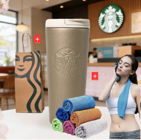 스타벅스 텀블러 473ml+기능성 스포츠 타올+종이 쇼핑백 선물세트 #3