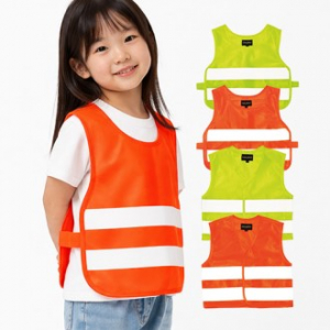 키즈 유아용 안전 반사띠 형광 조끼(목걸이/벨크로)