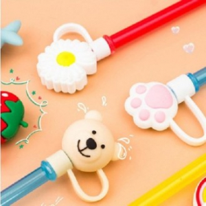 큐티 실리콘 캐릭터 빨대마개 마P15