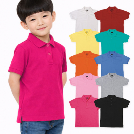 아동용 키즈 어린이 40수 연사 순면 PK 폴로 카라 반팔 긴팔 티셔츠 #2