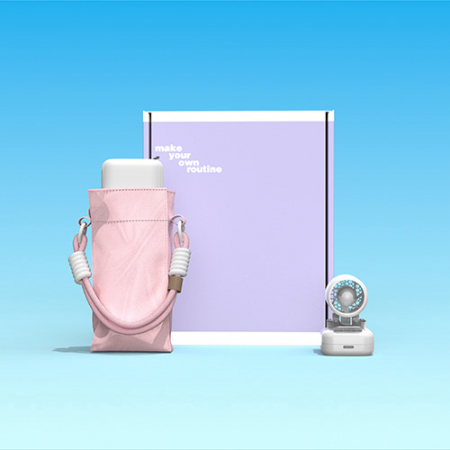 루티네 웰컴키트 선물세트 핸즈프리 클립형 초미니 선풍기+미니백 스트랩 5단 양우산 #2