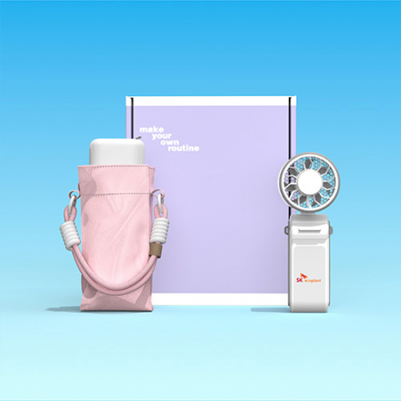 루티네 웰컴키트 선물세트 폴더블 휴대용 쿨링 선풍기+미니백 스트랩 5단 양우산 #2