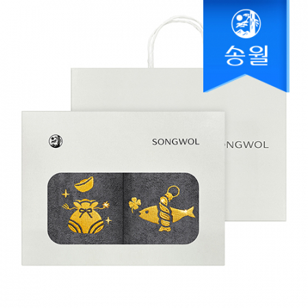 송월타월 황금복자수 기념타올 2매 선물세트+쇼핑백 개업 축하 감사 답례품 #2