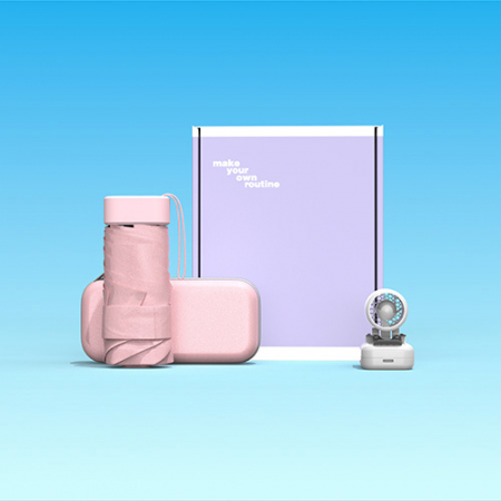 루티네 웰컴키트 선물세트 핸즈프리 클립형 초미니 선풍기+뉴포켓 5단 양우산 #2