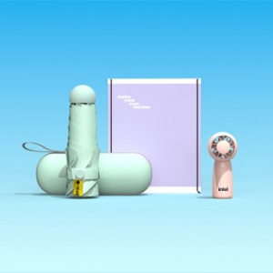 루티네 웰컴키트 선물세트 초소형 컴팩트 버블 선풍기+머쉬룸 5단 양우산