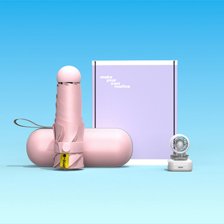루티네 웰컴키트 선물세트 핸즈프리 클립형 초미니 선풍기+머쉬룸 5단 양우산 #2