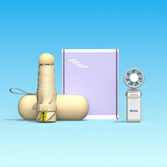 루티네 웰컴키트 선물세트 폴더블 휴대용 쿨링 선풍기+머쉬룸 5단 양우산