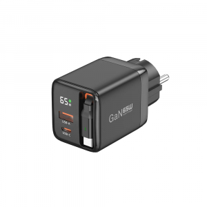 엠피맨 65w 디스플레이 릴 케이블 일체형 2포트 접지 고속 충전기