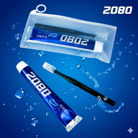 애경 2080 블루 치석케어 치약 100g + Nard 나드 컴팩트 칫솔 + 지퍼백 #2